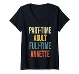 Womens ANNETTE Personalized Retro Girls Part-Time ANNETTE Name V-Neck T-Shirt