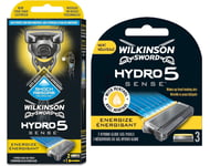 Pack Rasoir WILKINSON + 2 + 3 = 5 Lames HYDRO 5 SENSE Gillette Proglide Fusion 5