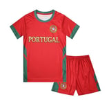 Traffordmu Red Portugal Kids Boys Youth Soccer Football Kit Jersey Shirt Shorts Set (Red, AGE 7-8)