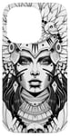 iPhone 14 Pro Aztec Warrior Queen Blackwork Tattoo Flash Case