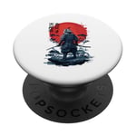 Chat samouraï japonais esthétique à l'encre Ninja PopSockets PopGrip Adhésif