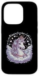 Coque pour iPhone 14 Pro licorne imaginative avec des étoiles