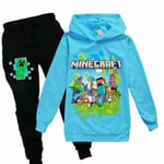 Barn Pojkar Minecraft Hoodie Träningsoverall Set Långärmade Huvtröjor H wathet wathet 7-8 years (140cm)