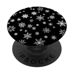 Flocon Neige Hiver Neige Modele Imprime Noir Blanc PopSockets PopGrip Adhésif