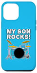 Coque pour iPhone 12 Pro Max Mon fils rocks, batterie batteur musicien fête des pères