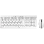 CHERRY STREAM DESKTOP RECHARGE, ensemble clavier et souris sans fil, Disposition belge (AZERTY), Connexion radio 2,4 GHz, Frappe silencieuse, Rechargeable, Blanc grisé