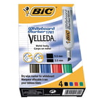 Bic Pochette de 4 Velleda 1781 - marqueur effaçables à sec pointe bisautée coloris assortis