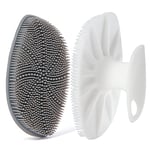 HieerBus Silicone Face Scrubber, Facial Cleansing Brush Silicone Face Wash Brush,Gentle Exfoliator Pad & Massager, for Men Women Cleansing and Exfoliating(White+Gray)…