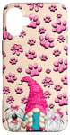 Coque pour iPhone 16 Plus Pink Paw Print Decor For Cat And Dog Lover Cute Gnome Mom