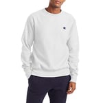 Champion Men's Crewneck, Reverse Weave, Heavyweight Fleece Sweatshirt, White, S