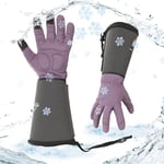 Vgo... Gants longs d'hiver imperméables de travail de jardinage en cuir, gants thermiques de travail à écran tactile pour femme et homme