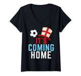 Womens Its Coming Home England Fan Football Soccer 2021 Footy V-Neck T-Shirt