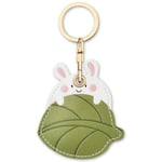 AXFEE Airtag Porte Clé, Mignon PU Étuis pour Apple AirTag, Portable Key Finder pour Clés Enfants Animaux de Compagnie, [ Porte- Clés Contrôle d'Accès] (Airtag Non Inclus) (Feuilles Lapin Câlinant)