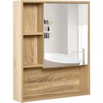 Armoire murale de rangement salle de bain avec porte miroir couleur bois de chêne dim. 60L x 15l x H76 cm