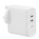 Amazon Basics 63W Two-Port GaN USB-C Wall Charger (45W + 18W) for Laptops, Tablets & Phones With Power Delivery, White (non-PPS)