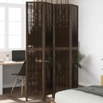 Room Divider 4 Panels Dark Brown Solid Wood Paulownia vidaXL