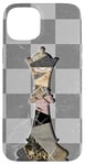 Coque pour iPhone 15 Plus Jeu d'échecs Gambit Marbling Queen Échiquier à carreaux