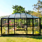 Metalcraft Kasvihuone Gazebo Premium, 12,9m², 4mm turvalasi, musta