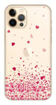 Coque en silicone imprimée compatible Apple iPhone 12 Pro Confettis de Coeurs Ro