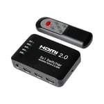 Maplin HDMI Switch 5 in 1 Out, Aluminium 4K@60Hz Ultra HD HDMI 2.0 Switcher with Remote, Compatible with TV Box, PS5/4, Xbox, Roku, Laptop, HDTV, Projector, Monitor