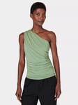 Sweaty Betty Asymetric Gathered Bra Tank Top, Savannah Green