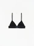 Calvin Klein Women’s Unlined Triangle Stretch Bralette, Black (Black W/Blue Performance Logo), XL