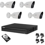 Dahua - kit de vidéosurveillance 4 caméras infrarouge 2 mpx ip cloud hd 1 tb