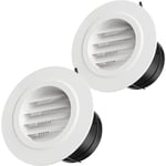 Dpzo - Lot de 2 100mm Grille de Ventilation en Plastique Aeration Ronde avec Moustiquaire Grille pour Intérieur et Extérieur Entrées et Sorties d'air