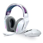 Logitech G733 LIGHTSPEED Wireless Gaming Headset with suspension headband, LIGHTSYNC RGB, Blue VO!CE mic technology and PRO-G audio drivers- WHITE