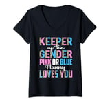 Womens Keeper Of The Gender Mummy Loves You Baby Shower Mummy V-Neck T-Shirt