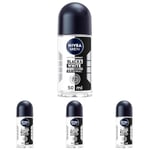 NIVEA MEN Déodorant Bille Black & White Invisible (1 x 50ml), déodorant homme anti-traces blanches et jaunes, anti-transpirant anti odeur & humidité, protection efficace 72 h, sans alcool (Lot de 4)