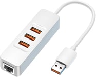 Hub Usb 3.0,Multiprise Usb,Station D'Accueil A ¿Avec 3 Ports Usb3.0 Et 1 Port Ethernet Rj45 Gigabit Adaptateur Compatible Ps4,Macbook,Surface Pro,Imac,Xps 15 Autres Périphériques