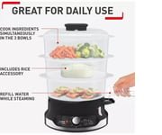 TEFAL Compact 3 Tier Food Vegetable Steamer 60 Min Timer BPA Free Bowls VC204865