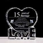 15th Wedding Anniversary Crystal Gift for Her Wife Him Couple 15 Year Marriage