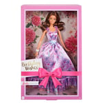 Barbie Signature Birthday Wishes Doll, Collectible in Satiny Lilac Dress with Wavy Brown Hair and Giftable Packaging, HRM55