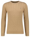 GANT Men's Cotton Cable C-Neck Sweater, Khaki Mel, 4XL