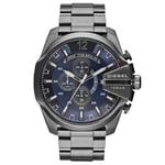 Diesel DZ4329 Mega Chief Chronograph Blue Dial Gunmetal Ion-plated Mens Watch - Grey - One Size