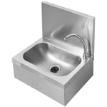 Lave-Main Mural Lavabo À Commande Fémorale Au Genou Robinet 140mm Inox/Laiton