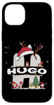 Coque pour iPhone 14 Plus Chemise de Noël Hugo avec nom Hugo pour Noël amusant