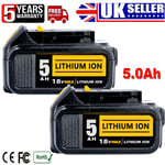 2PACK DCB184 18V 5.0Ah Battery For DEWALT DCB182 Li-Ion XR Slide DCF885 DCB180