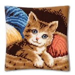 VERVACO Point De Croix Kit Coussin Complet avec Dos CHAT Décoration Manuelle Broderie Kit Adulte Art Créatif Cadeau DIY Cross Stitch Embroidery ca. 40 x 40 cm Cross Stitch Embroidery