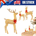 3X Christmas LED Light Up Reindeer Statues Christmas Reindeer Light Garden Decor