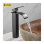 Ideko - Robinet de salle de bain lavabo Mitigeur cascade Noir vasque evier haut