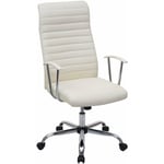 Décoshop26 - Fauteuil chaise de bureau sur roulettes pivotante hauteur réglable confort en synthétique crème 040001773