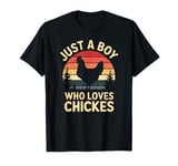 Just a Boy Who Loves Chickens Retro Farm Animal Sunset T-Shirt