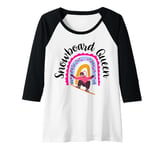 Womens Snowboard Queen Boho Rainbow Snowboarding Girl Winter Sports Raglan Baseball Tee