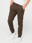 Jack & Jones Jack &amp; Jones Marco Joe Slim Fit Cuffed Cargo Trousers - Brown, Brown, Size 32, Inside Leg Regular, Men