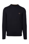 Fred Perry Mens Classic Crew Neck Knitwear Navy - Blue - Size Medium