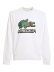 Lacoste Unisex Minecraft Pixel Art Long Sleeve Sweatshirt in White Cotton - Size Large