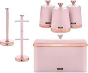 Tower Cavaletto Pink Bread Bin, Canisters, Towel Pole, Mug Tree Kitchen Set 🚚💨